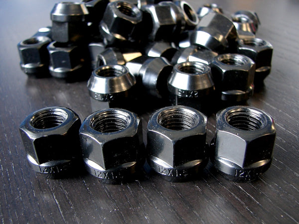 M12 x 1.25 Black Open Ended Lug Nuts