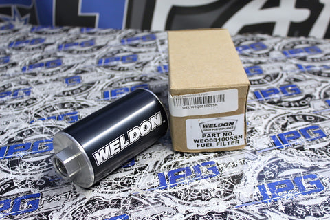 Weldon Racing Universal In Line -8AN Fuel Filter 100 Micron SS Stainless Element