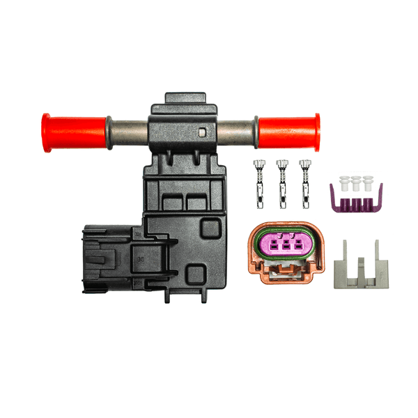 FuelTech Flex Fuel Sensor for gasoline shown with connector kit