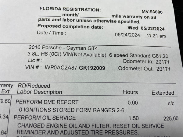 2016 Porsche Cayman GT4, Carbon Buckets, Steel Brakes, Forgeline Wheels