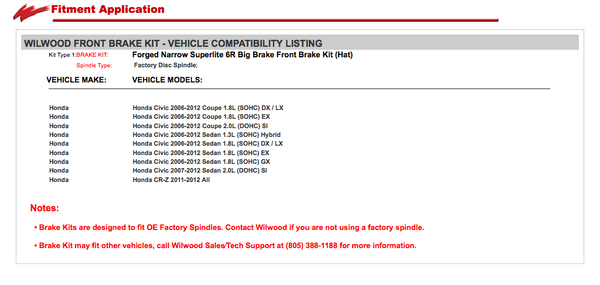 Wilwood Superlite 6 Piston Big Front Brake Kit for the 2012 + Honda Civic Si