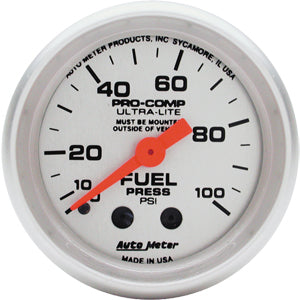 Autometer Ultra-Lite Fuel Pressure Mechanical Gauge 0-100 PSI